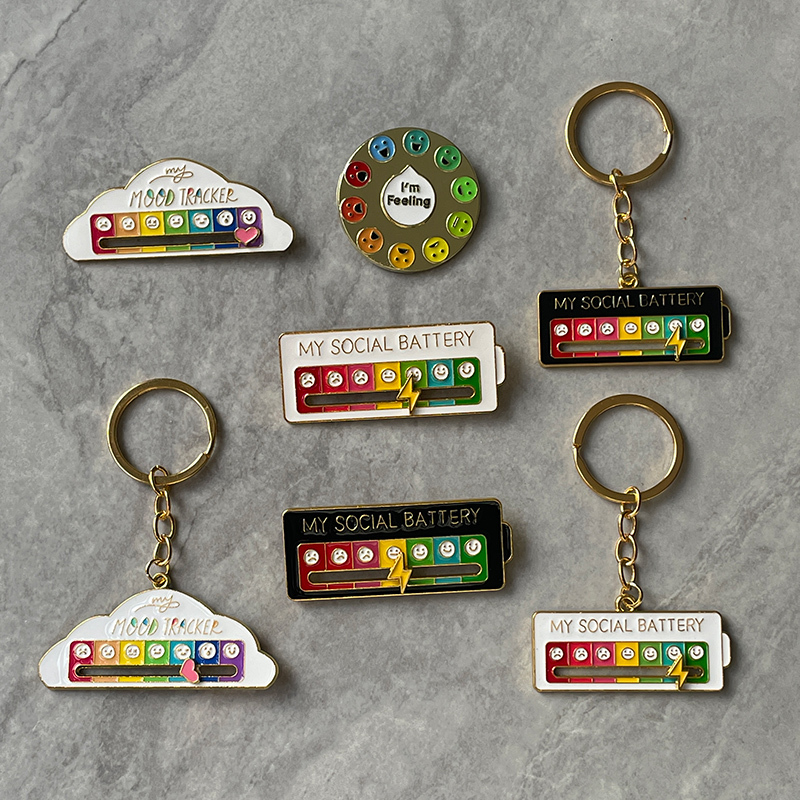 Social Energy Brooch Mood Switch Pin Turntable Rotatable Badge Colorful Social Energy Social Anxiety Brooch