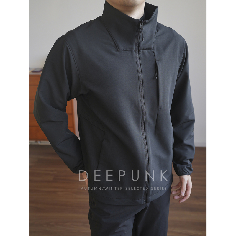 Deepunk Spring and Autumn Outdoor Windproof, Water-Repellent and Breathable Jacket, Stand-Up Collar Soft Shell Jacket 5033