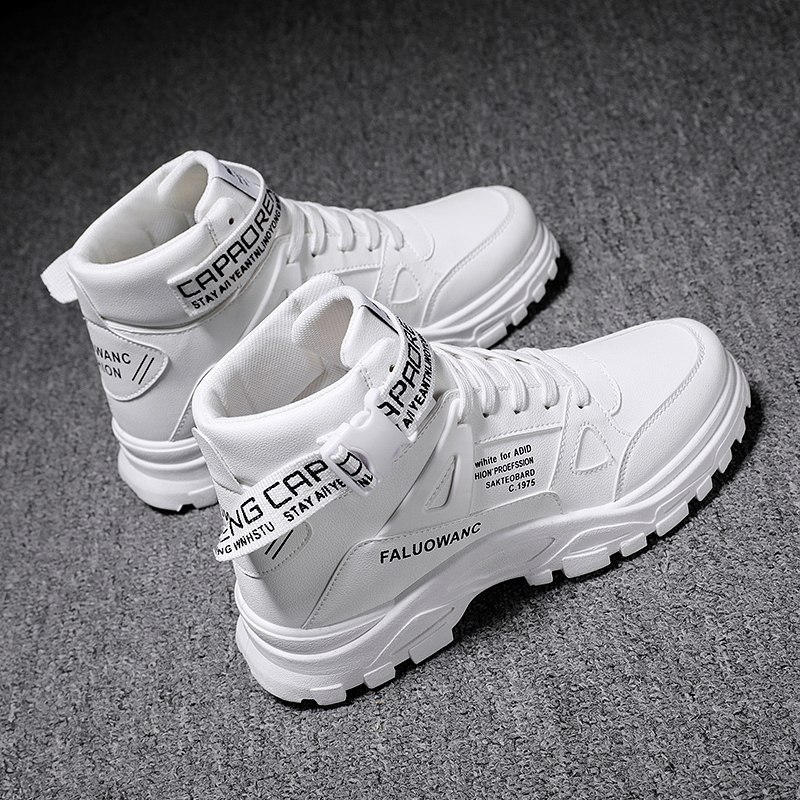 Autumn and winter national tide new tooling boots trend Martin boots high tube heightening casual men's shoes mid-tube sports men's boots trend