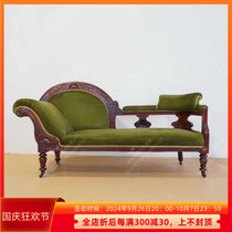 French retro solid wood carved chaise longue velvet bedroom chaise longue sofa medieval living room beauty couch custom-made
