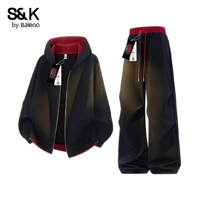 Baleno American-Style Trendy Black Casual Sports Suit for Men, a Complete Set for Autumn with a High-End Feel Baleno American-Style Trendy Black Casual Sports Suit for Men, a Complete Set for Autumn with a High-End Feel