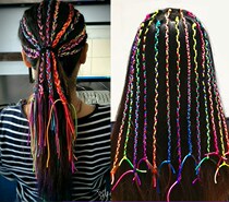 Childrens hair accessories for girls Korean version of tied head rope color tie hair rope braided long hair ribbon braid headwear