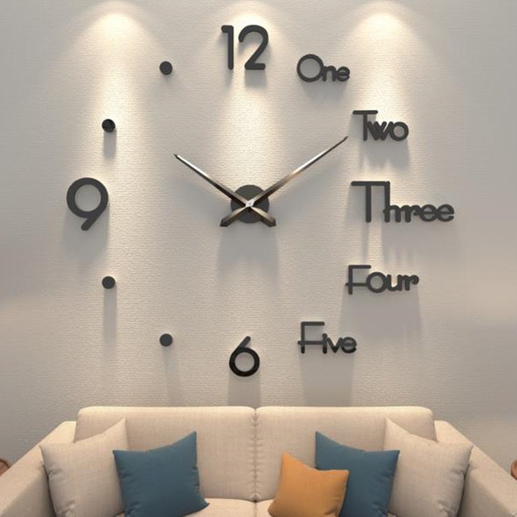 Creative diy wall clock living room fashion art free punch clock modern minimalist atmosphere personality wall sticker clock