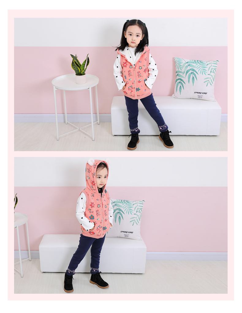 Áo vest nữ 1-3 cho bé 1 tuổi cộng với áo nhung cho bé mùa thu đông áo gile nỉ cho bé trai bé gái