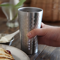 (Full texture) Double-layer insulation (high-end hammer pattern) Double-layer beer mug coffee cup outdoor water cup