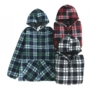 Áo kẻ sọc 15X ấm áp dày ba màu trùm đầu áo len cardigan áo dạ nam