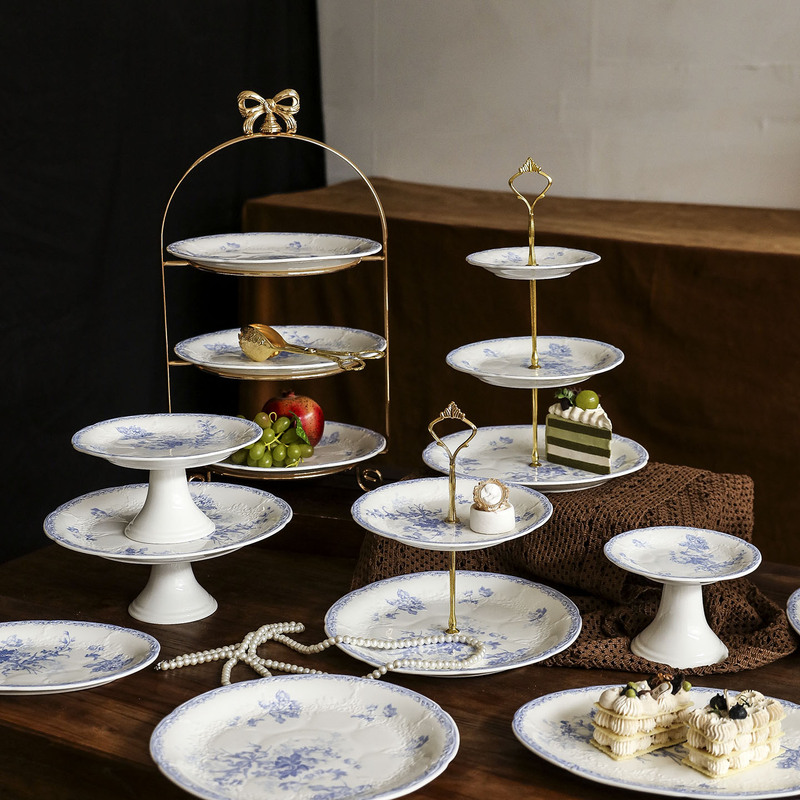 Multi-Layer Afternoon Tea Snack Stand, Commercial Dessert Table, European-Style Embossed Exquisite Cake Tray, Hotel Tea Break Display Stand
