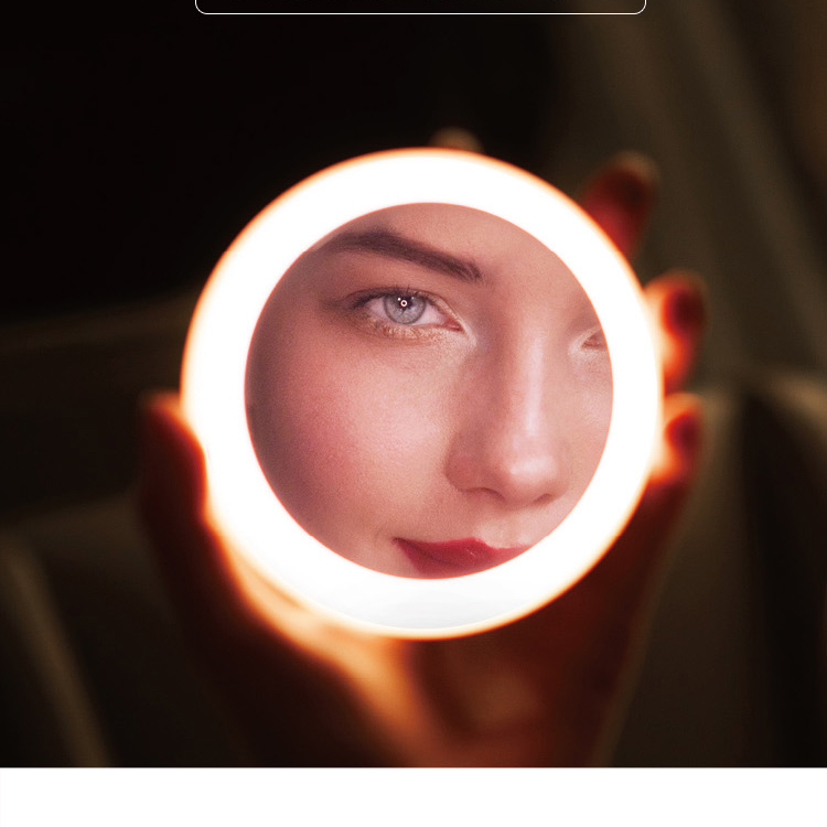Makeup mirror with lamp filler mirror portable hand makeup mirror round lamp mirror folding belt 2 times 3 times magnifying mirror