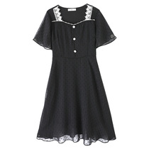 Shangxiu plus size womens clothing 2021 summer new color lace foreign atmosphere Joker thin Belly Belly belted Yang dress