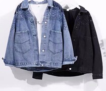 Shangxiu Plus Size Womens Clothing 2022 Spring Fat Sister Fashion Age Reduction Covering Meat Looks Thin Sequined Denim Jacket Womens Fashion