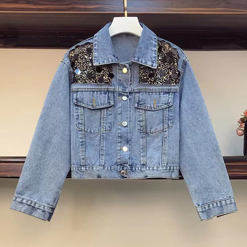 Fashion Show Great Size Women's Dress 2022 Spring New Fat Sister Fashion slim temperament elegant Korean version 100 Ride Cowboy Jacket