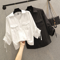 Fashion show Big code Women in 2022 Summer Fat sister Leisure Casual Conspiculean shirt 100 Lap Shirt Woman Tide