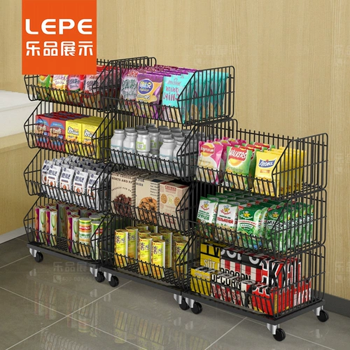 乐品 Супермаркет косой во рту корзины маленький грузовой приют для стойки стойки магазин магазин закуски на дисплее