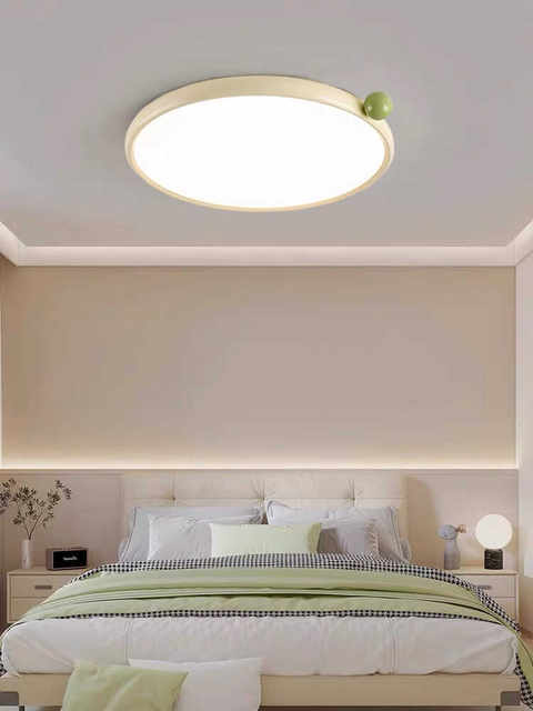 Full spectrum cream style bedroom ceiling lamp French small round beanie lamp eye protection room lamp simple ultra-thin ceiling lamp