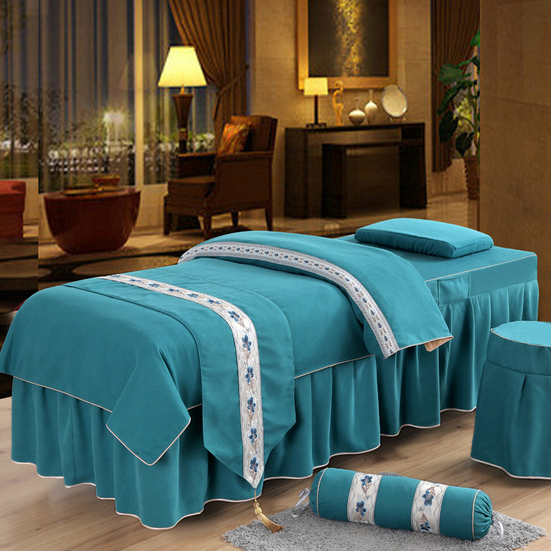High-end beauty bed cover four sets of full cotton minimalist beauty salon bed cover massage pushback bed spa Eurostyle new