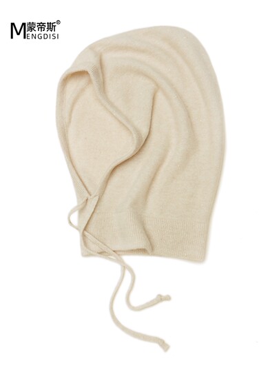 New Autumn and Winter 100% Cashmere Hat for Women, Integrated Headscarf and Hat, Large Head Size, Warm Balaclava