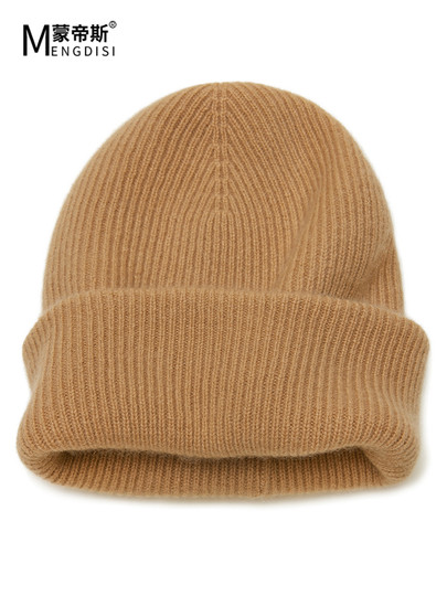 New Autumn and Winter 100% Pure Cashmere Hat for Women, Double-Layer Thickeneded Warm Ear-Protecting Couple's Woolen Knitted Hat for Men