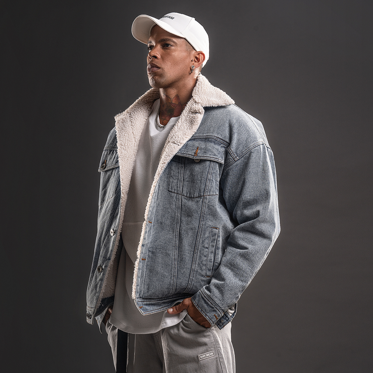 BD Bodybuilding Denim Jacket Man Winter Windproof Warm Plus Suede Thickening 100 Hitch Fashion Denim Lamb Suede Jacket