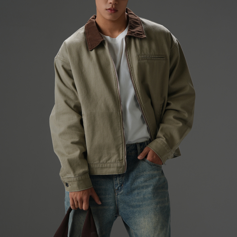 Bd Autumn American Barn Style Workwear Jacket Men's Simple Retro Distressed Detroit Lapel Jacket Men's