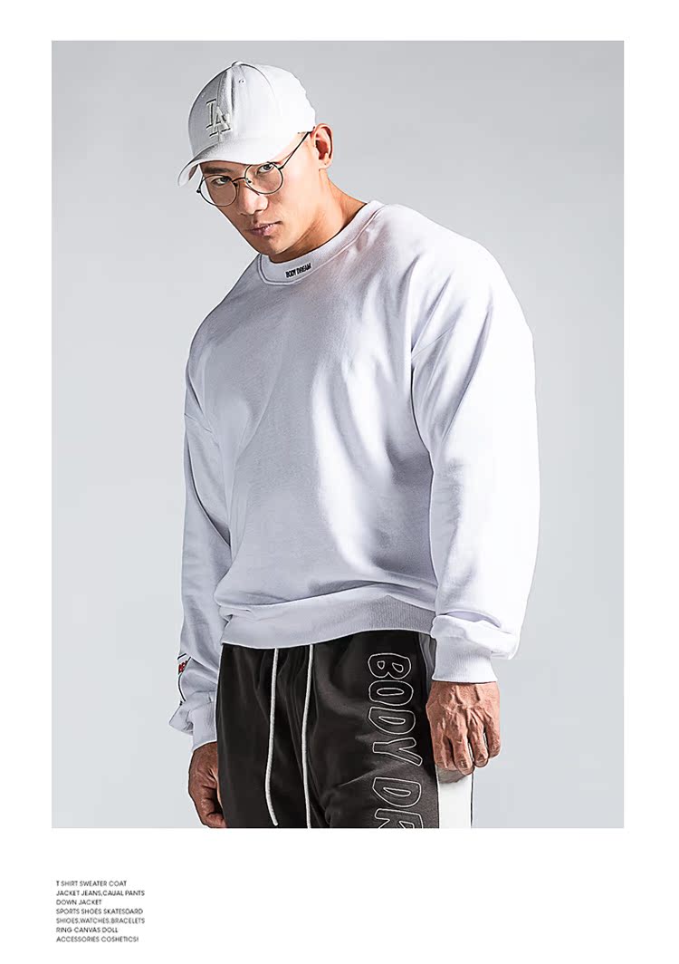Áo thể thao BD 2019 mới cổ điển áo dài trắng đen cổ điển thể thao áo len nam cổ tròn thêu áo khoác đôi - Thể thao lông cừu / jumper áo hoodie nam chính hàng
