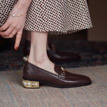 GAIAIER retro small leather shoes ~ 2021 New genuine leather French style comfort Fashion Sophisticated Exploits Female Single Shoes