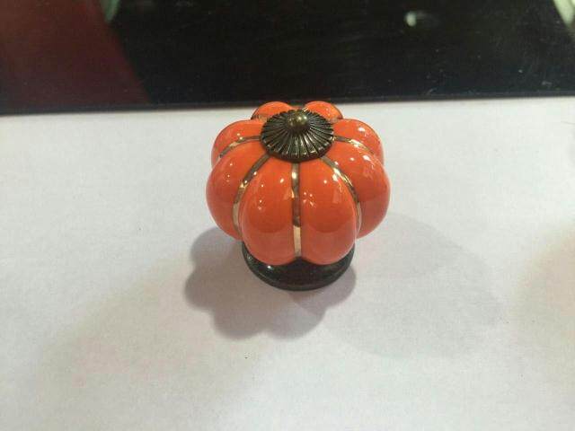 European - style wind cabinet door handle home hardware drawer drawer gold wire luxury colorful pumpkin ceramic handle