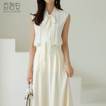 Bailuoan foreign streamer shirt womens summer new Korean version of temperament commuter simple Joker sleeveless shirt shirt top