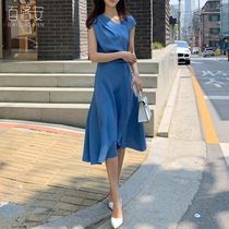 Bai Luoan temperament elegant dress female design sense summer New OL commuter high waist thin a word Medium-length dress
