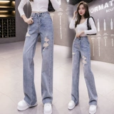 Тонкие модные прямые свободные джинсы, приталенные штаны, коллекция 2022, высокая талия, свободный крой