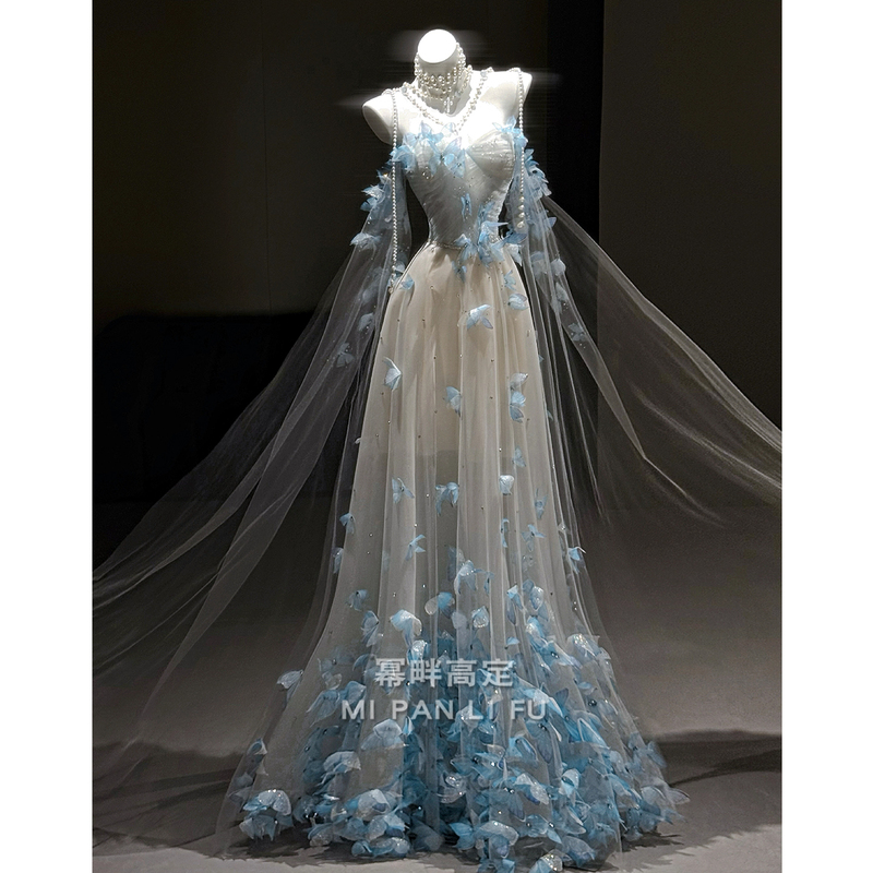 High-End Evening Dress 2026 New Model, Heavy Embellishment, Sparkling, for Birthday Parties, Hostess, Ethereal Bride, Wedding Morning Gown, Niche Design