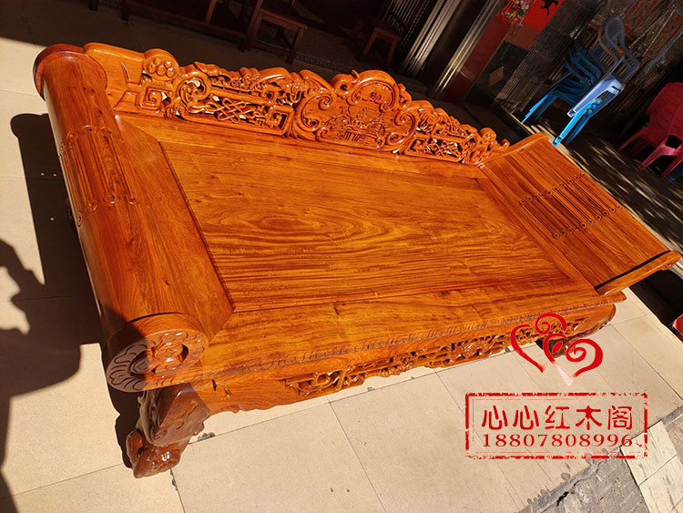 Red Wood Furnishings Burmese Flowers Pear Wood Lying Bed Solid Wood Middle T Style Noble Princess Chair Your Princess Couch Beauty Taobao