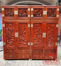 Шкаф 缅甸花梨大果紫檀中式红木家具深雕荷花定制款豪华顶箱柜衣柜榫卯