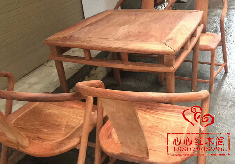 товар из китая 缅甸花梨南官帽椅四方桌/大果紫檀独板生磨休闲棋牌桌 古典红木