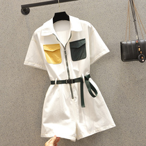 Brand discount store summer clothes withdrawal cabinet clearance special price fat mm color trend high waist jumpsuit women Small Tall