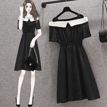 Large size 2021 summer new fat sister fashion strapless dress long light ripe small black dress women tide