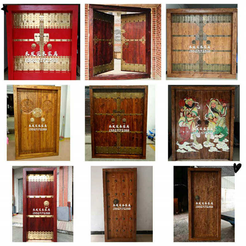 Solid wood door country courtyard antique courtyard double door custom villa homestay door Chinese style retro door