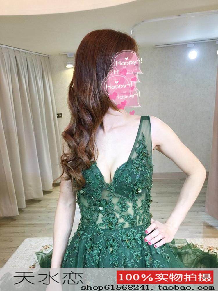 2022 New Dew - Backing Green Dinner Dress Spring Banquet Long Dress Dress Strip and Sexy Makeup Summer