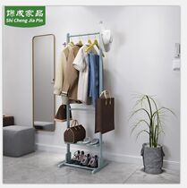 Simple coat rack Floor-to-ceiling hanger Bedroom solid wood shelf Simple modern clothes bag storage shelf Multi-layer
