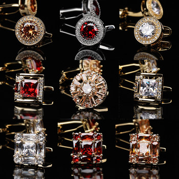 High-End French-Style Men's Cufflinks in a Gift Box, Shirt Cufflinks, Cuff Pins for Men and Women, Crystal Cufflinks, Business French-Style Buttons