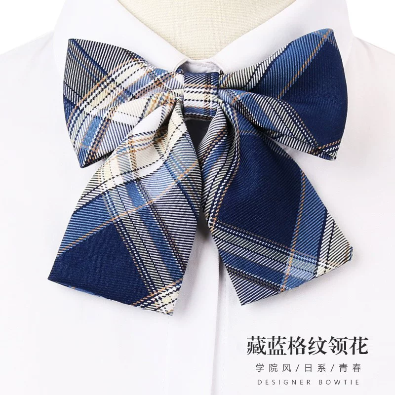 Пледовая черная галстук выпускница девочка воротник цветок колледж стиль стример jk бант рубашка аксессуары пиджак моряка