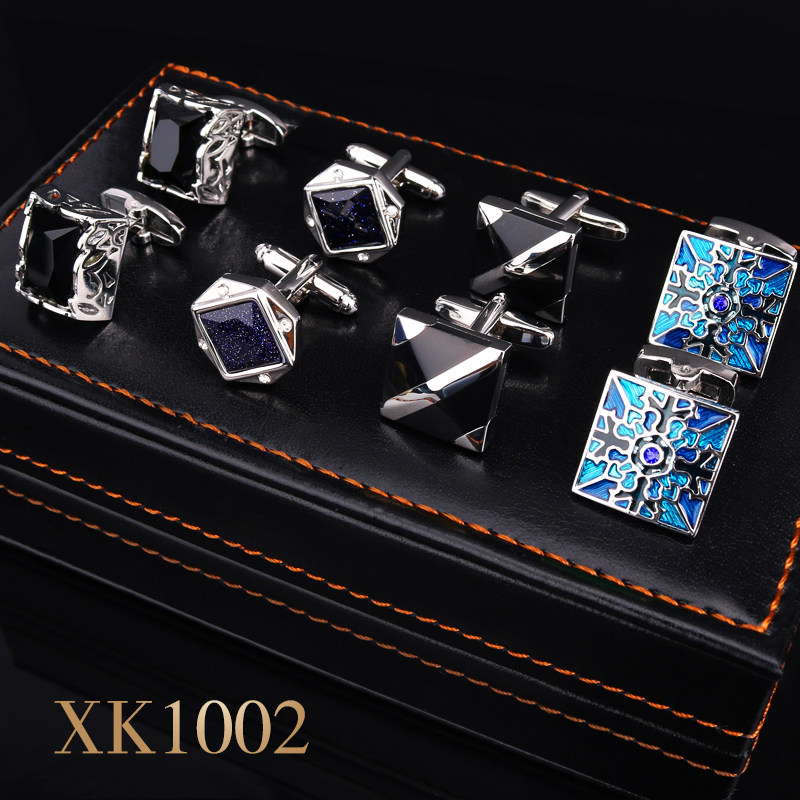 [Four Pairs in a High-End Gift Box]Cufflinks and Tie Clip Set, Gold and Silver Cufflinks, Cuff Studs, Accessories, Cuff Fasteners
