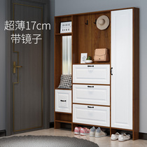 Access ultra-thin shoe cabinet against the wall clothes and caps household door 17cm simple modern porch cabinet with mirror