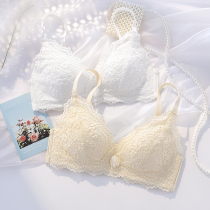 White lace underwear womens summer ultra-thin chest small no steel ring adjustment type anti-sagging gathering pen bra