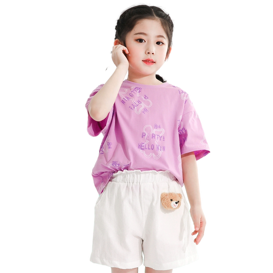 
Children's clothing girls summer short-sleeved 2025 new simple and fashionable versatile top medium and large children's sports and casual half-sleeved