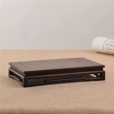 Mahogany big leaf red sandalwood style long square table stone ornaments Jade bonsai base