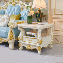 A few living room furniture in European marble solid wood square luxury wood carving corner with simple white side cabinet