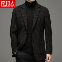 Antarctic autumn wool striped suit mens coat business leisure middle-aged dad wool suit top