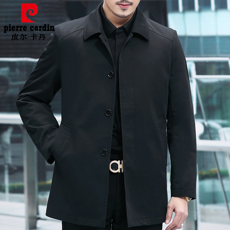 Pilkaden Spring Autumn New Dress Men's Fashion Casual Jacket Middle-aged Multi-Pocket Pure Cotton Windsuit Comfort Long version