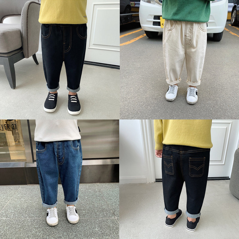 Boys pants spring and autumn baby ocean school Korean version 2020 new children's children's hole jeans beggar tide