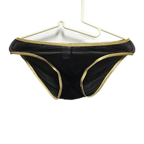 Mens fashionable seamless traceless low-waisted briefs fine mesh transparent soft lightweight breathable large size stretch pants